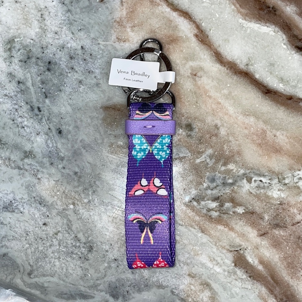 BNWT Vera Bradley Loop Keychain Butterfly By Printed Webbing